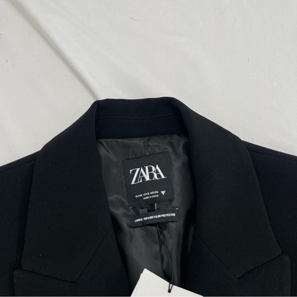 Zara Oversized Flowy Black Double Breasted Boyfriend Button Blazer Jacket Small - Picture 4 of 6